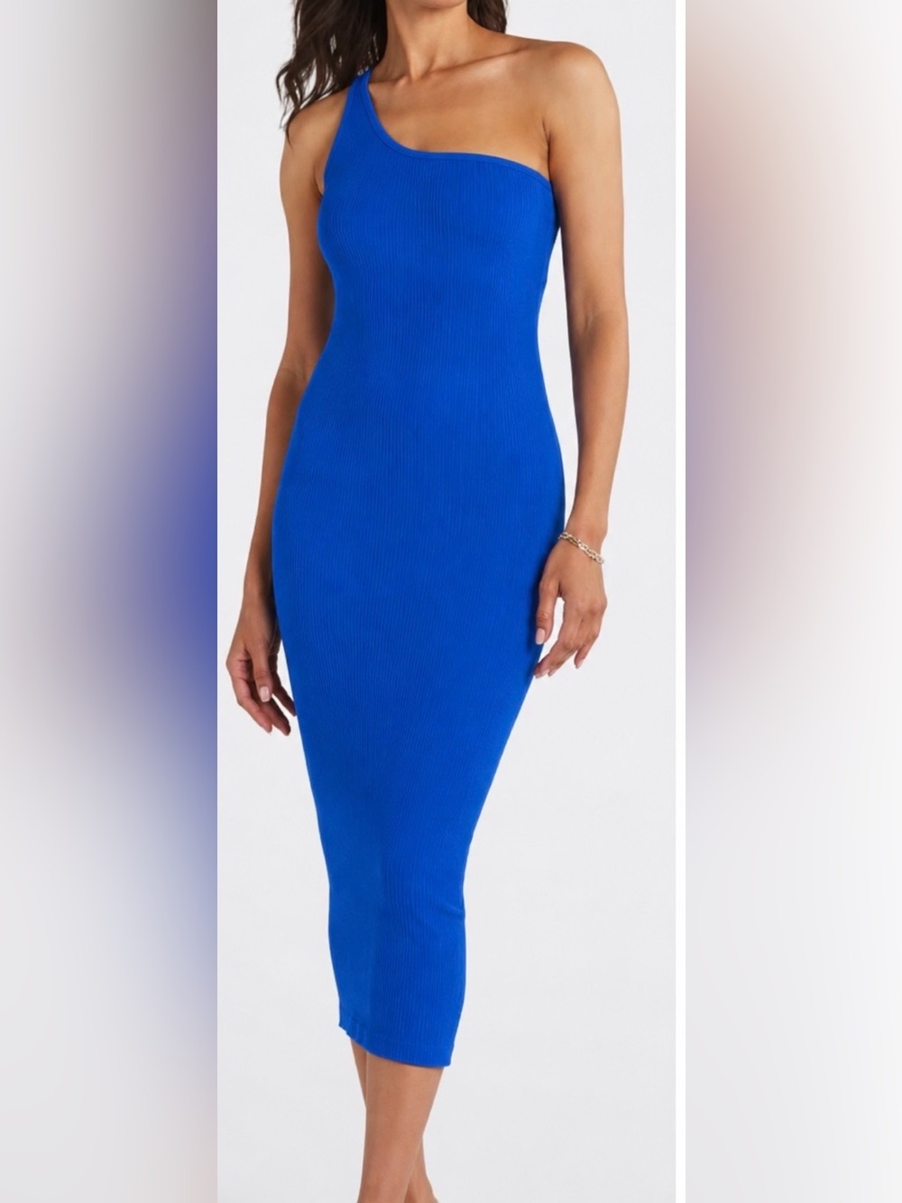 Nine Britton One-Shoulder Midi Dress – Electric Blue – Size Small